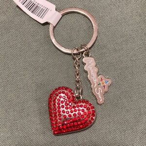 Red Heart with Rhinestones Charm/Keyholder